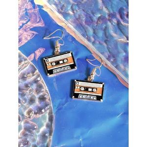 Black Cassette Tape Music Dangle Earrings